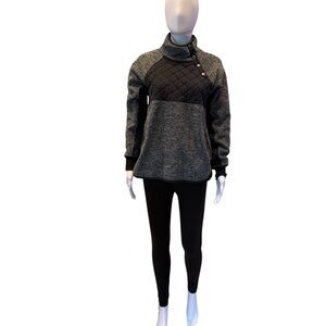 Abercrombie & Fitch Black and Gray Cowl Neck Sweater quarter button